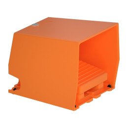 Harmony XPE, Single foot switch, metal, orange, with cover, 1 step, 1 contact 1 NC+NO, IP66